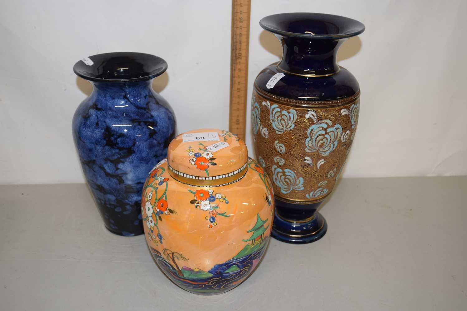 Mixed Lot: A Ewenny vase together with a Doulton Slaters vase and a further ginger jar