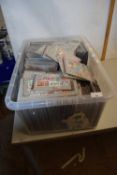 Large box of various world stamps on stock cards