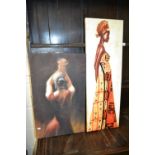 Foster, oil on canvas study of a dancer plus a further African screen print (2)