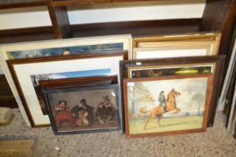 Mixed Lot: Pictures to include Elizabeth Hesp, study of horse and rider, portrait print of The Queen