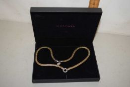 A silver gilt necklace in H Samuel box