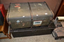 Vintage metal trunk and one other (2)