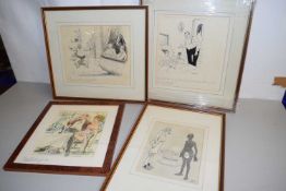 Stan Wood - Cartoonist - Three original caricature drawings together with a further coloured