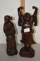 Two Chinese hardwood figures