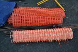 Quantity of orange plastic mesh and accompanying iron stakes