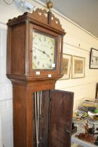 John Brown, Harlestone, a Georgian oak longcase clock with painted dial and 30-hour movement