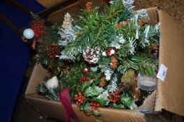 Box of various Christmas decorations