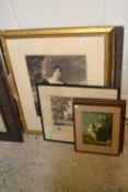 Mixed Lot: Mezzotint print of a young lady and various others