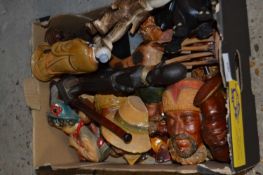 One box of various Bosuns plasterwork heads, Africa ornaments etc