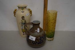 Mixed Lot: German pottery jug, an Art Glass vase and a further vase (3)