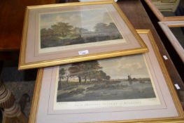 Two coloured engravings after Hobimas and Rysdall, framed and glazed
