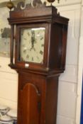 Georgian oak cased long cased clock with painted unsigned dial and thirty hour movement