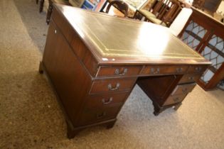 Reproduction twin pedestal office desk with green leather inset top