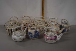 Collection of various decorative teapots to include Wedgwood, Masons etc