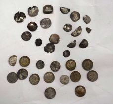 Quantity of old silver English hammered coins (a/f) together with George IV & George V shillings