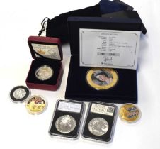 Small quantity of Elizabeth II cased commemorative coins to include Westminster proof 2013,