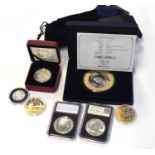 Small quantity of Elizabeth II cased commemorative coins to include Westminster proof 2013,