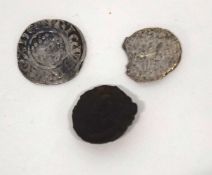 Old English silver hammered Henry II, penny, short cross together with ancient anquity coin,