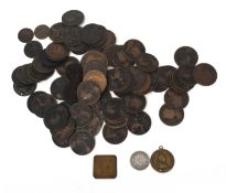 Bag containing a quantity of Queen Victorian copper coinage to include pennies, half pennies,