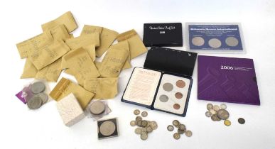 Quantity of mixed 20th Century British and continental coinage, 1980 USA proof set, 1979 USA proof