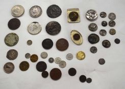 Collection of coins to include silver 1889 Victorian crown, 1811 Devon Miners Travistock penny