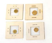 Quantity of four American 19th Century gold coins to include 1876 $½ coin, 1851 gold $1 coin,