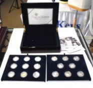 2006 Royal Mint London cased set of 17 silver proof coins, Elizabeth II 80th Birthday coin set in