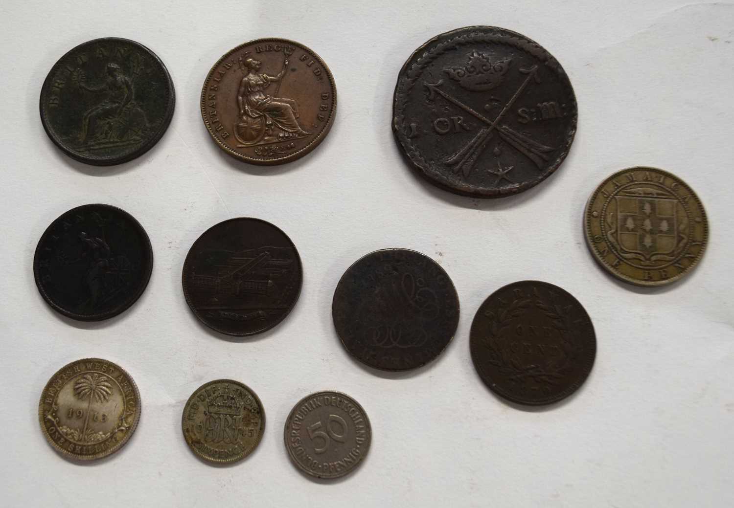 Quantity of mixed coins to include 1902 Edward VII Jamaica one penny, two George III pennies, - Image 2 of 2