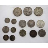 Quantity of silver coins to include three Queen Victoria shillings, 1868, 2 x 1895, 1899 half