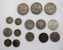 Quantity of silver coins to include three Queen Victoria shillings, 1868, 2 x 1895, 1899 half