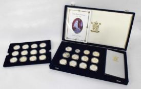 Royal Mint Elizabeth II 1997 Golden Wedding Anniversary proof silver coin set, comprising twenty