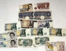 qty of English bank notes to include 3x £10s, 3x £5s, 2x £1s ( blue) 6x £1s notes