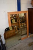 Modern pine framed wall mirror and one other (2)