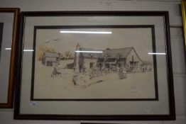 Witton Farm, Lentwardine by Jane Wells together with study of a boat and study of a child, framed