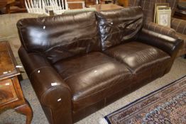 A brown leather sofa