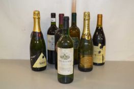 Eight various bottles of assorted wine and sparkling wine