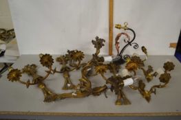 A pair of cast brass wall lights and one other (3)