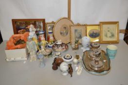 Mixed Lot: Pair of silver plated candlesticks, Crown Derby cup and saucer (cracked), various