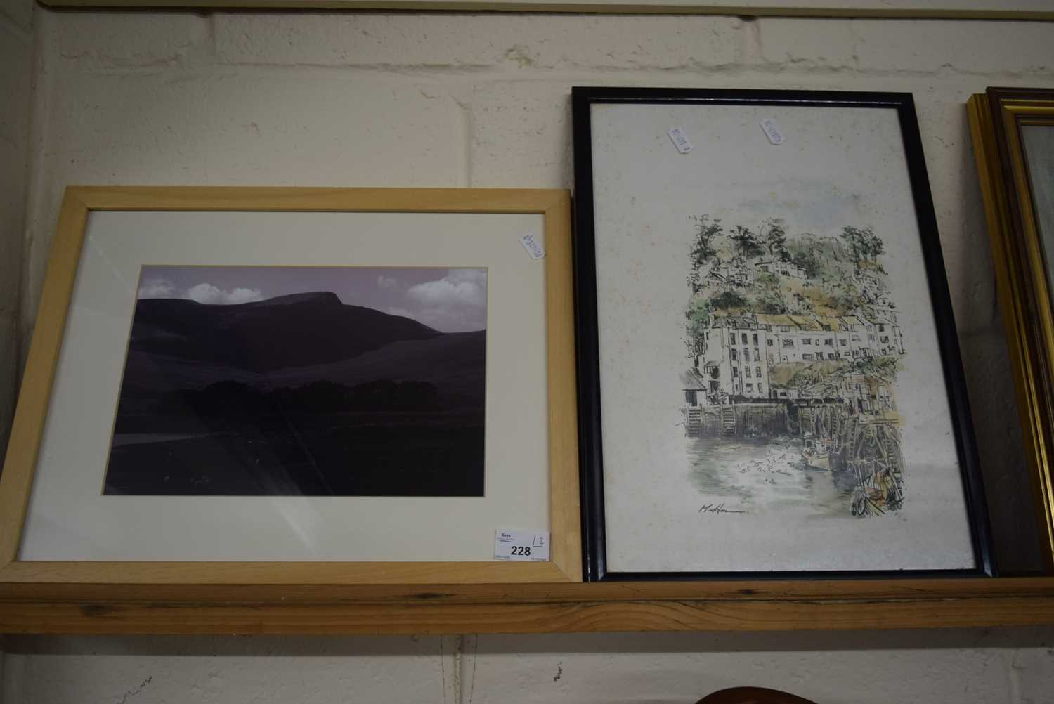 Hillside photograph and a print of a quayside (2) - Image 2 of 2