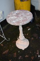Marble top and metal base pedestal table