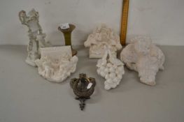Mixed Lot: Various cherub ornaments, brass door knocker and other items