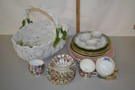 Mixed Lot: Large porcelain basket together with various assorted dinner and tea wares