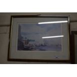 Wells Quay by John Insall, reproduction print together with print of Salthouse, both framed and