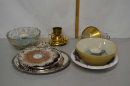 Mixed Lot: Various silver plated wares, kitchen mixing bowl, table lamp etc