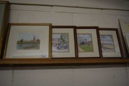 Four Norfolk prints, framed and glazed