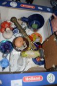 Box of various assorted small ornaments, paper weight and other items