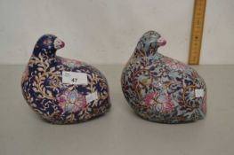 A pair of reproduction Chinese models of partridges