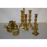 Mixed Lot: Various brass candlesticks and other items