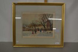 Helen Bradley - Artist signed coloured print, framed and glazed