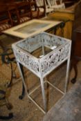 Metal framed and glass topped lamp table